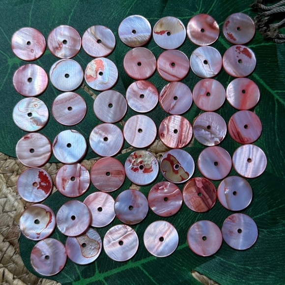 Circle Mother of Pearl Seashell Shell Beads Coral Pink DIY Jewelry making lot - Picture 4 of 17